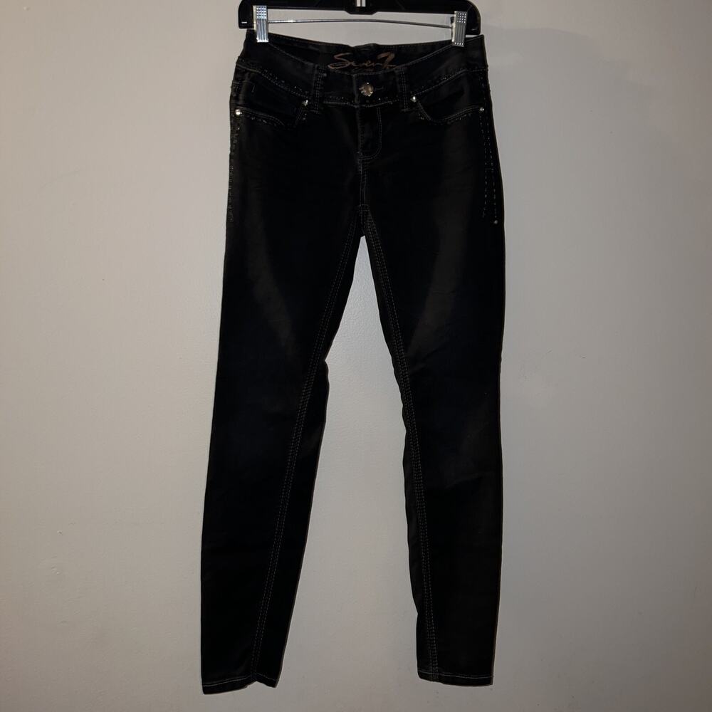 Seven 7 For All Mankind Legging Jeans Womens 28 Black Mid Rise Stretch